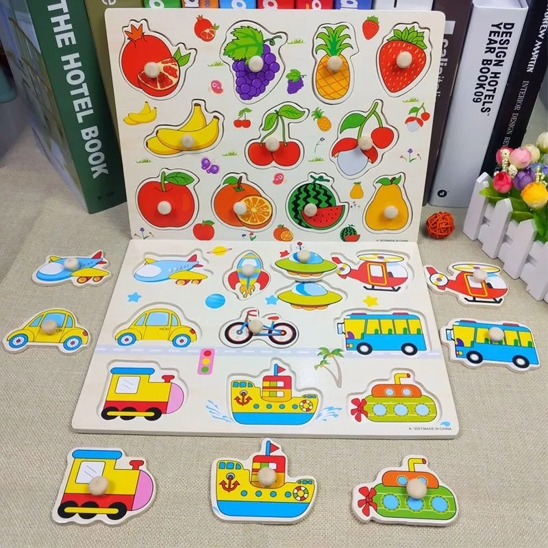 Montessori Wooden Puzzle Hand Grab Board - Image 2