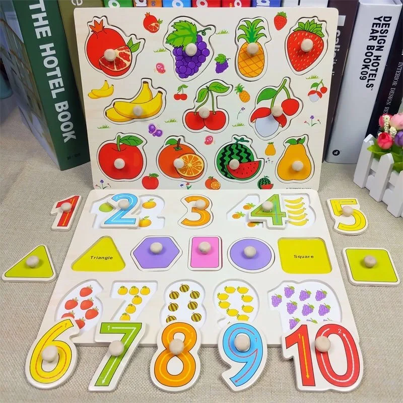 Montessori Wooden Puzzle Hand Grab Board - Image 3