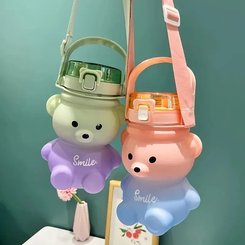 Bear Gradient Portable Straw Water Bottle - Image 2