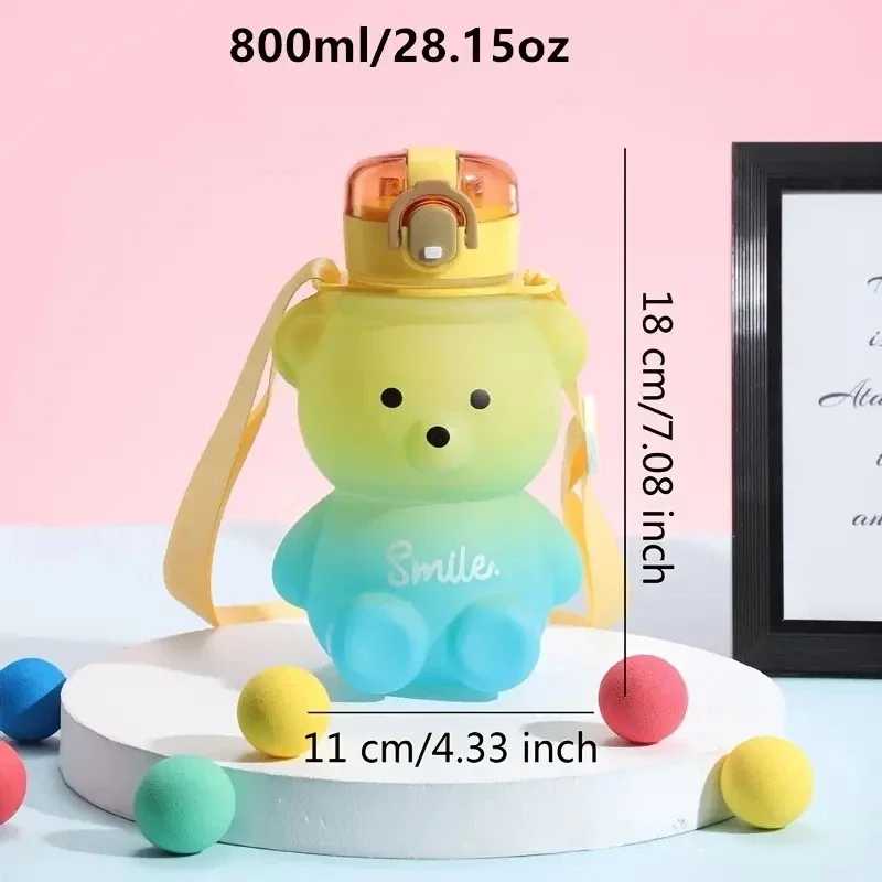 Bear Gradient Portable Straw Water Bottle - Image 3