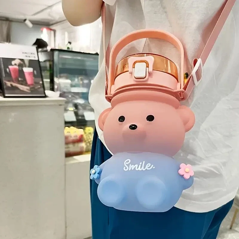 Bear Gradient Portable Straw Water Bottle - Image 4