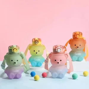 Bear Gradient Portable Straw Water Bottle