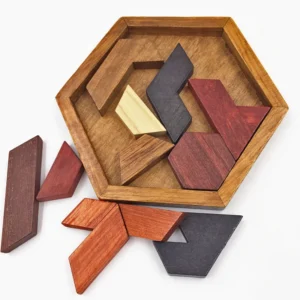 Hexagonal Wooden Puzzles IQ Brain Teasers